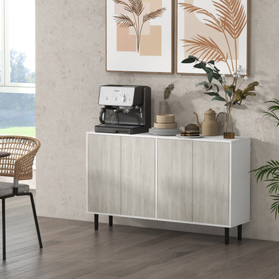 Kitchen Sideboard Storage Cabinet with Adjustable Shelves and 4 Doors Ideal for Dining White