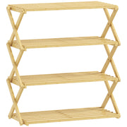 4 Tier Bamboo Shoe Rack Freestanding Storage Shelf No Assembly Required Natural AOSOM