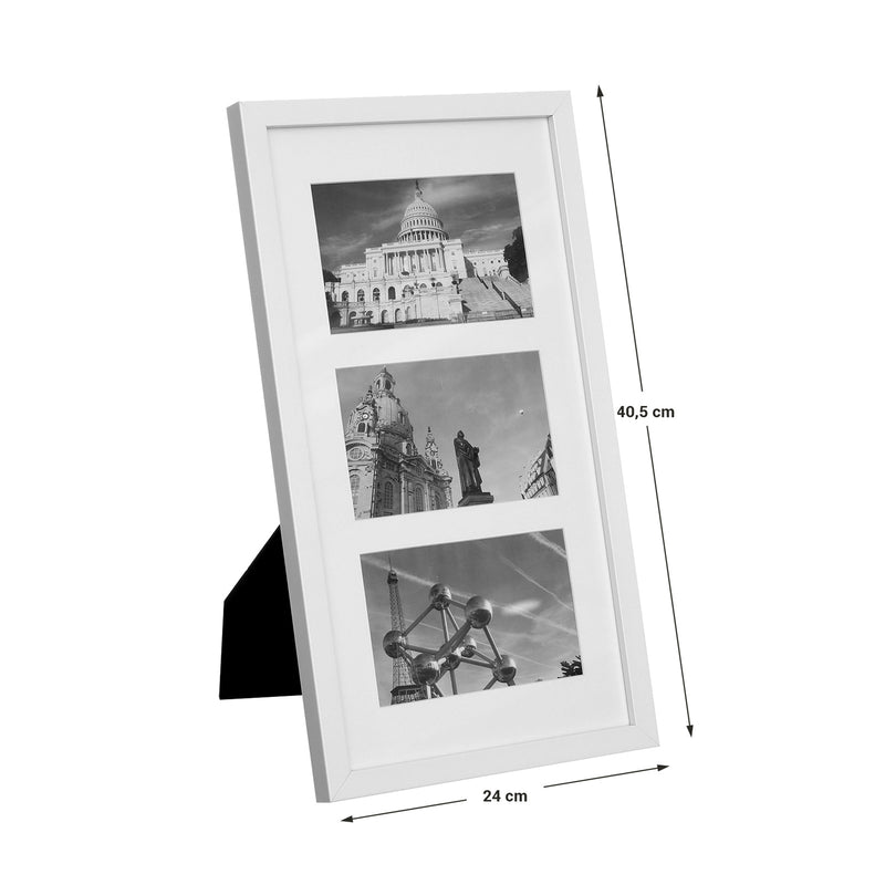 White Triple Photo Frame with Glass Front for Wall or Tabletop Display by Songmics