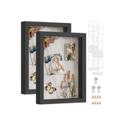 A4 Photo Frame with 6 Mounts for Wall or Desk Display in Black Finish by Songmics