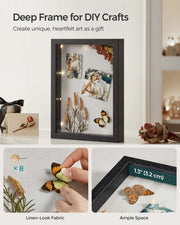 A4 Photo Frame with 6 Mounts for Wall or Desk Display in Black Finish by Songmics