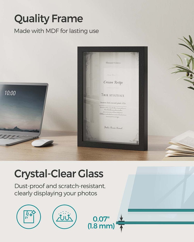 A4 Photo Frame with 6 Mounts for Wall or Desk Display in Black Finish by Songmics