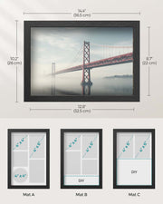 A4 Photo Frame with 6 Mounts for Wall or Desk Display in Black Finish by Songmics