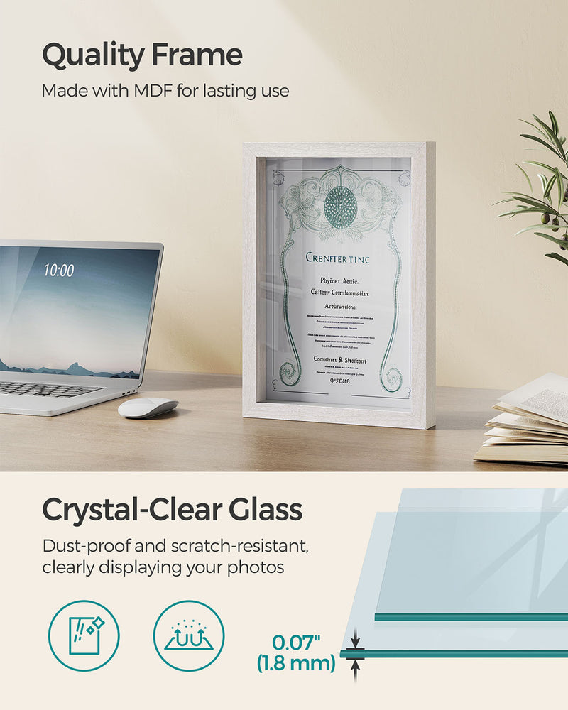 Set of 2 A4 Photo Frames with 6 Mounts for Wall or Desk Display by Songmics