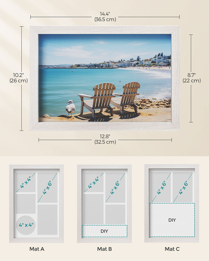 Set of 2 A4 Photo Frames with 6 Mounts for Wall or Desk Display by Songmics