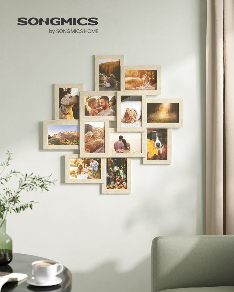 Multi Photo Frame Collage Holds 12 Pictures Wall Mounted Display for Home Decor by Songmics