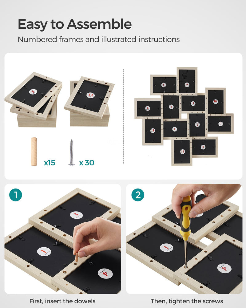 Multi Photo Frame Collage Holds 12 Pictures Wall Mounted Display for Home Decor by Songmics