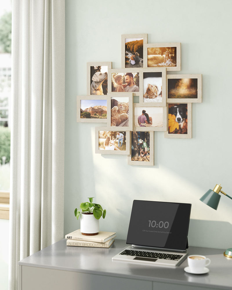 Multi Photo Frame Collage Holds 12 Pictures Wall Mounted Display for Home Decor by Songmics