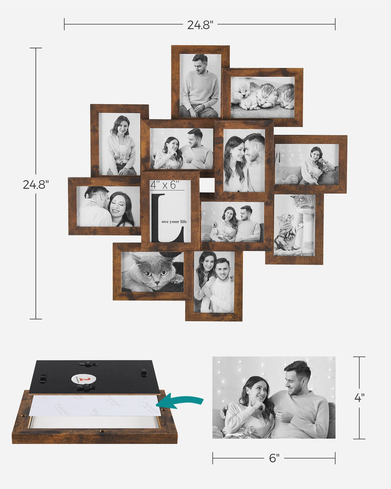 Wall Collage Photo Frame Set for 12 Pictures Decorative Multi Frame Display by Songmics