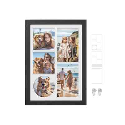 A4 Black Picture Frame with 3 Mounts for Wall or Desk Display by Songmics