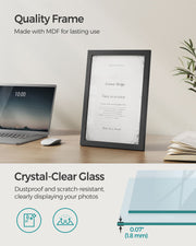 A4 Black Picture Frame with 3 Mounts for Wall or Desk Display by Songmics