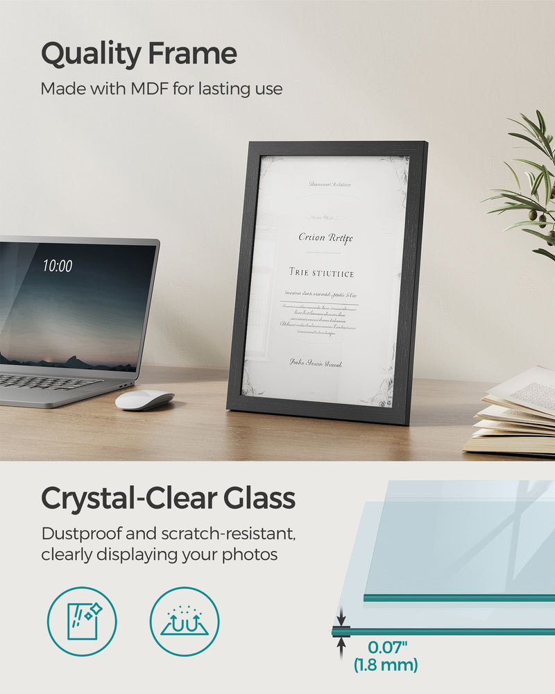 A4 Black Picture Frame with 3 Mounts for Wall or Desk Display by Songmics