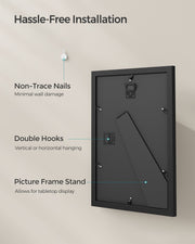 A4 Black Picture Frame with 3 Mounts for Wall or Desk Display by Songmics
