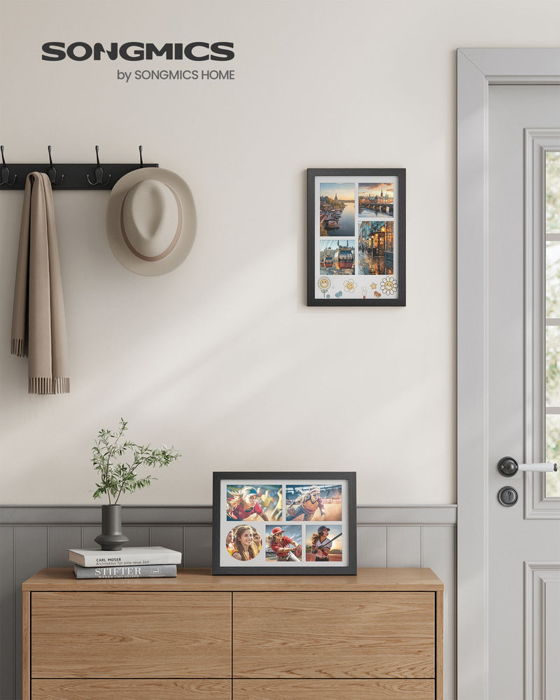 Set of 2 Ash Black Photo Frames for Wall or Tabletop Display by Songmics