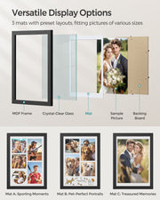 Set of 2 Ash Black Photo Frames for Wall or Tabletop Display by Songmics