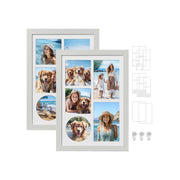 Rustic White Photo Frames Set of 2 for Tabletop or Wall Display by Songmics