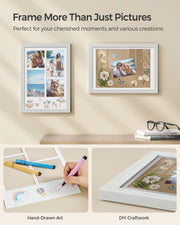 Rustic White Photo Frames Set of 2 for Tabletop or Wall Display by Songmics