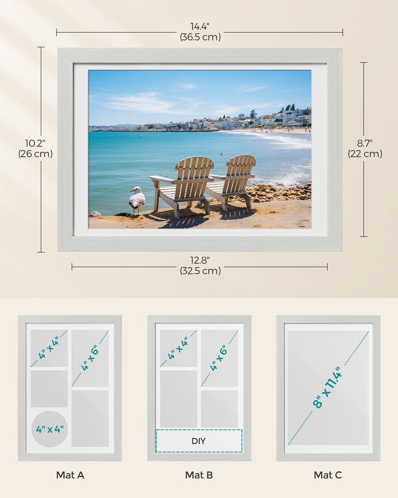 Rustic White Photo Frames Set of 2 for Tabletop or Wall Display by Songmics