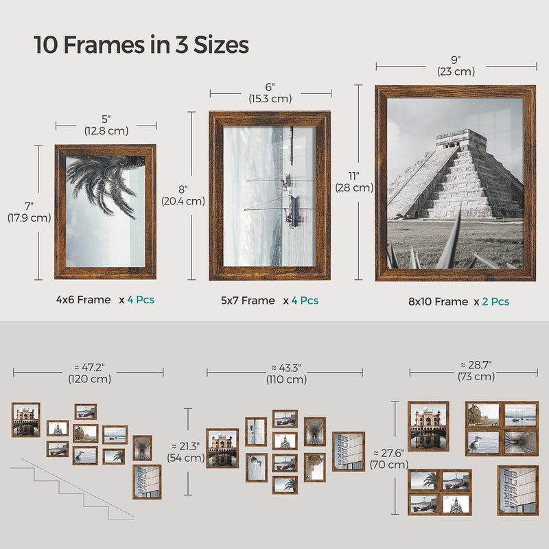 Set of Picture Frames with 16 Photo Mats for Wall Display Home DÃ©cor by Songmics
