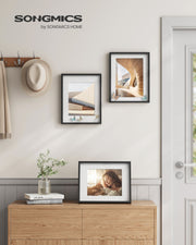 Set of 3 Ash Black Photo Frames for Wall or Table Display Modern Design by Songmics