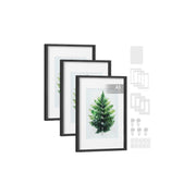 Set of 3 Black Photo Frames with Mounts for Wall or Tabletop Display by Songmics