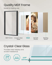 Set of 3 Black Photo Frames with Mounts for Wall or Tabletop Display by Songmics