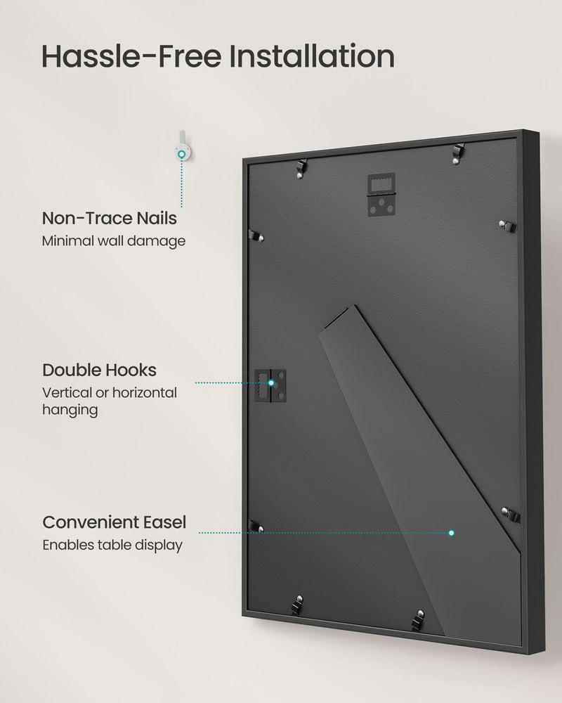 Set of 3 Black Photo Frames with Mounts for Wall or Tabletop Display by Songmics