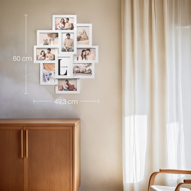 10 Photo Collage Frame for Wall Display Fits 4x6 Pictures MDF Wood Design by Songmics