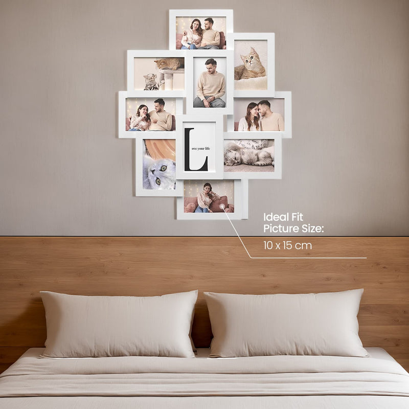 10 Photo Collage Frame for Wall Display Fits 4x6 Pictures MDF Wood Design by Songmics