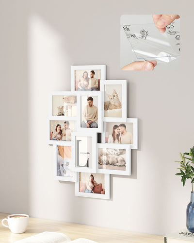 10 Photo Collage Frame for Wall Display Fits 4x6 Pictures MDF Wood Design by Songmics