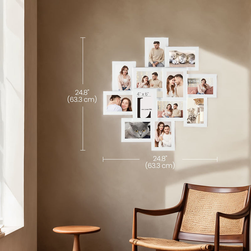 12 Opening Photo Collage Frame for Wall Display with Glass Front Holds 4x6 Photos by Songmics