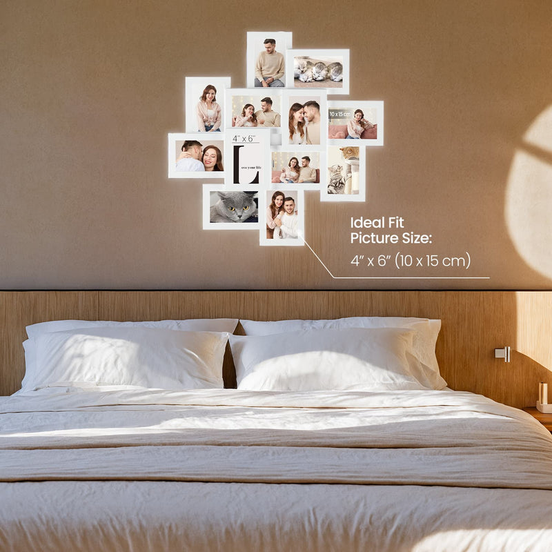 12 Opening Photo Collage Frame for Wall Display with Glass Front Holds 4x6 Photos by Songmics