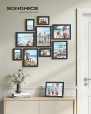 Set of 10 Black Picture Frames for Wall or Tabletop Display Home Decor by Songmics