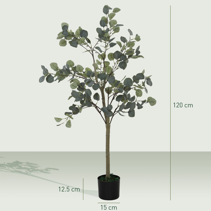 Set of 2 Artificial Eucalyptus Trees 4ft Tall with Potted Silver Leaves
