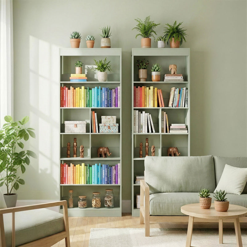 Tall Bookshelf with 4 Shelves for Extra Home Storage and Clutter-Free Rooms Bean Paste Green Homcom