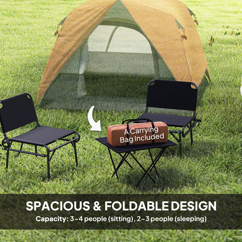 Three Person Dome Tent with Quick Setup and Waterproof Shelter for Camping Orange Grey