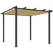 Khaki 3 x 3m Aluminium Pergola with Retractable Roof for Garden and Patio by Outsunny