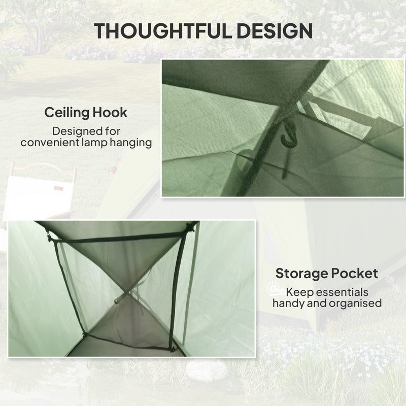 3 Person Waterproof Camping Tent With Mesh Windows And Groundsheet Olive Green
