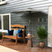 Light Grey Half Round Parasol Umbrella for Small Gardens and Balconies by Outsunny