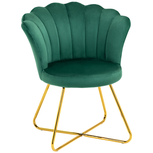 Green Velvet Lotus Petal Accent Chair With Gold Legs by HOMCOM
