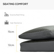 4 Piece Outdoor Seat Cushion Set with Backrest Water Repellent Pads for Sofa Chair Grey AOSOM