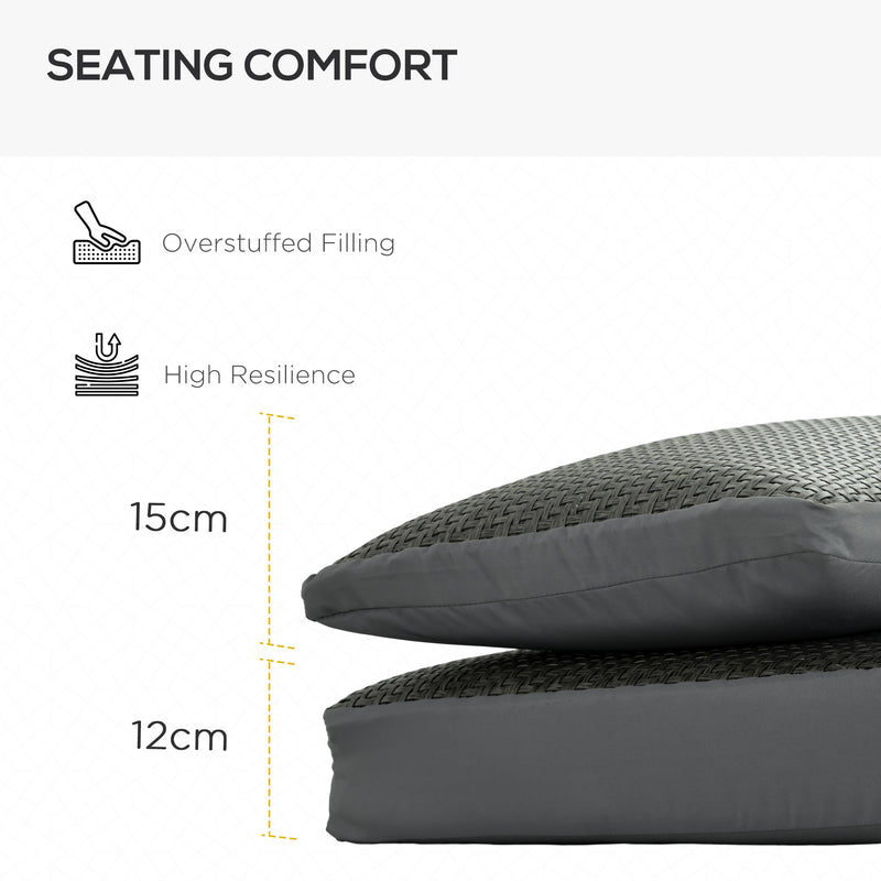 4 Piece Outdoor Seat Cushion Set with Backrest Water Repellent Pads for Sofa Chair Grey AOSOM