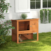 Two Tier Wooden Rabbit Hutch with Outdoor Run Ideal for Guinea Pigs and Bunnies Orange AOSOM
