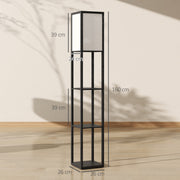 Modern Floor Lamp with 3 Storage Shelves for Living Room or Bedroom Lighting Black AOSOM