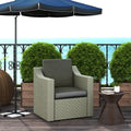 4 Piece Outdoor Seat Cushion Set with Backrest Water Repellent Pads for Sofa Chair Grey AOSOM