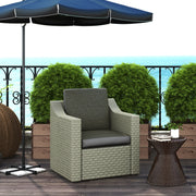 4 Piece Outdoor Seat Cushion Set with Backrest Water Repellent Pads for Sofa Chair Grey AOSOM