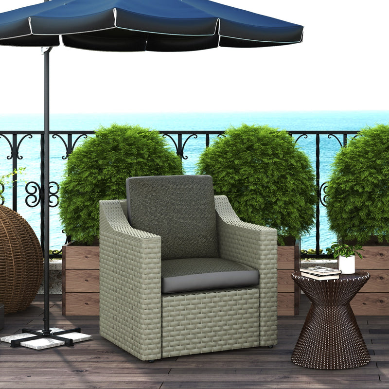 4 Piece Outdoor Seat Cushion Set with Backrest Water Repellent Pads for Sofa Chair Grey AOSOM