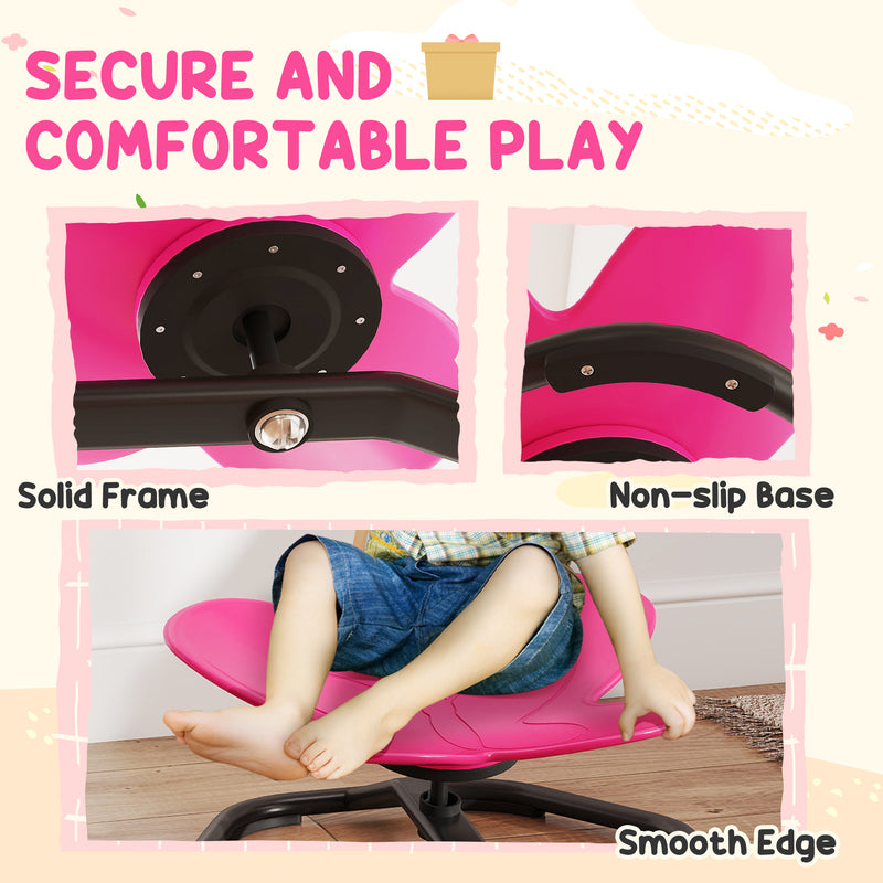 Kids Butterfly Swivel Chair for Spinning Balance and Coordination Training Pink AOSOM