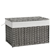 Grey 105L Wicker Laundry Basket with Lid Foldable Design and Removable Liners by Songmics