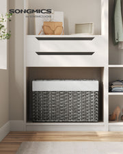 Grey 105L Wicker Laundry Basket with Lid Foldable Design and Removable Liners by Songmics